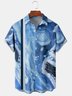 Men's Geometric Striped Casual Short Sleeve Hawaiian Shirt with Chest Pocket