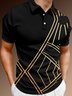 Casual Art Collection Gradient Geometric Stripes Color Block Pattern Lapel Short Sleeve Polo Print Top