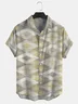 Cotton Linen Style American Casual Basic Versatile Geometric Striped Linen Shirt