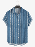 Cotton and linen style American casual basic all-match geometric striped linen shirt