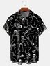 Men's Halloween Skull Print Casual Short Sleeve Hawaiian Shirt with Chest Pocket