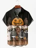 Men's Halloween Print Anti-Wrinkle Moisture Wicking Fabric Fashion Hawaiian Lapel Short Sleeve Shirts