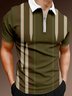 Casual Art Collection Mid-Century Geometric Stripe Color Block Pattern Lapel Short Sleeve Polo Print Top