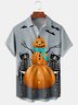 Men Casual Summer Halloween Polyester Lightweight Micro-Elasticity Regular Fit Short sleeve Shirt Collar shirts