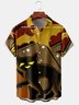 Men's Halloween Retro Geometric Cat Print Casual Breathable Short Sleeve Shirt