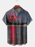 Mens Sunset Gradient Short Sleeve Shirt Lapel Print Vacation Style Hawaiian Top