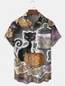 Men's Halloween Elements Cat Pumpkin Graphic Print Short Sleeve Shirt
