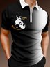 Casual Festive Collection Gradient Halloween Ghost Element Pattern Lapel Short Sleeve Polo Print Top