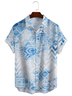 Cotton Linen Style Geometric Gradient Abstract Print Men's Cotton Linen Short Sleeve Shirt