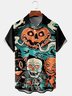 Men Casual Summer Halloween Polyester Lightweight Micro-Elasticity Party Short sleeve Shirt Collar shirts