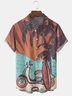 Summer Coconut Tree Hawaii Polyester Lightweight Micro-Elasticity Loose Buttons Regular shirts for Men