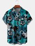 Men Geometric Casual Summer Polyester Lightweight Short sleeve Shawl Collar Regular H-Line shirts