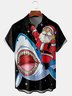 Men Casual Summer Santa Claus Polyester Lightweight Micro-Elasticity Holiday Regular Fit Shawl Collar shirts