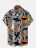 Men's Halloween Element Pumpkin Cat Graphic Print Short Sleeve Shirt