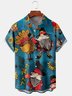 Mens Thanks giving Turkey Print Front Buttons Soft Breathable Chest Pocket Casual Hawaiian Shirt