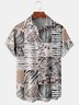 Men Striped Summer Hawaii Micro-Elasticity Holiday Short sleeve Regular H-Line Shirt Collar shirts