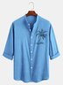 Men Summer Coconut Tree Vacation Polyester Stand Collar Long sleeve H-Line Regular Regular Size shirts