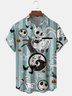 Mens Halloween Print Front Buttons Soft Breathable Chest Pocket Casual Hawaiian Shirts