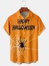Men's Halloween Spider Print Casual Breathable Hawaiian Short Sleeve Shirt