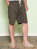 Men Casual Plain Summer No Elasticity Commuting Cotton Shorts H-Line Others Casual Pants