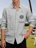 Cotton and linen net color based music guitar style leisure long-sleeved shirts
