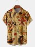 Casual Culture Collection Retro Western Cowboy Horse Element Pattern Lapel Short Sleeve Shirt Print Top