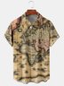 Men's Casual Map Front Button Soft Breathable Chest Pocket Casual Hawaiian Shirt