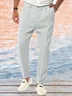 Cotton and Linen Plain Hawaiian Casual Trousers