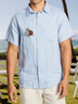 Printed cotton and linen style coconut comfortable linen shirts with short sleeves