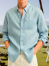 Cotton and linen based net color style comfortable flax long sleeve shirts