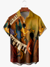 Men's Music Print Anti-Wrinkle Moisture Wicking Fabric Fashion Hawaiian Lapel Short Sleeve Shirts
