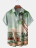 Mens Beach Vacation Coconut Tree Print Short Sleeve Shirt Casual Hawaiian Top
