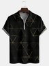 Casual Art Collection Gradient Geometric Stripes Color Block Pattern Lapel Short Sleeve Polo Print Top