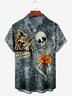 Casual Summer Halloween Micro-Elasticity Vacation Buttons H-Line Shirt Collar Regular Size shirts for Men