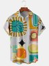 Men Geometric Casual Summer Polyester Lightweight Micro-Elasticity Regular Fit H-Line Shirt Collar shirts
