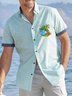 Summer Coconut Tree Linen Lightweight Regular Fit Buttons Short sleeve Shirt Collar Regular Size shirts for Men