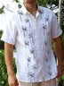 Cotton Linen Style Guayabella Coconut Fold Over Short Sleeve Shirt
