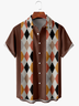 Men's Geometric Stripe Print Fashion Lapel Short Sleeve Hawaiian Shirt