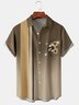 Casual Art Collection Medieval Gradient Geometric Stripes Color Block Pattern Lapel Short Sleeve Chest Pocket Shirt Print Top