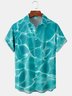 Mens Ocean Print Front Buttons Short Sleeve Shirt Chest Pocket Casual Hawaiian Shirt
