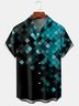 Mens Geometric Print Front Buttons Soft Breathable Chest Pocket Casual Hawaiian Shirts