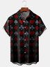 Mens Poker Print Front Buttons Soft Breathable Chest Pocket Casual Hawaiian Shirts