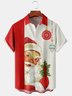 Men's Christmas Print Casual Breathable Pocket Short Sleeve Shirt