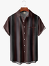 Men's Art Stripe Print Fashion Hawaiian Lapel Short Sleeve Shirt