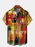 Men's Art Print Casual Breathable Short Sleeve Shirt with Pockets