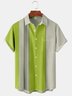 Men's Simple Striped Print Casual Breathable Short Sleeve Shirt with Pockets