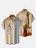 Mens Music Print Casual Hawaiian Short Sleeve Shirt
