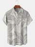 Mens Palm Leaf Print Front Buttons Soft Breathable Chest Pocket Casual Hawaiian Shirts