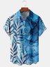 Watercolor Leaves Chest Pocket Short Sleeve Hawaiian Shirt