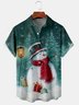 Christmas Snowman Chest Pocket Short Sleeve Hawaiian Shirt